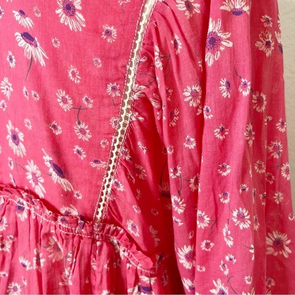 Free People Never A Dull Moment Blouse Red Floral S - Picture 7 of 9
